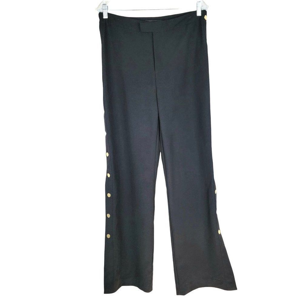 Romeo Juliet Couture Black Straight Wide Button Slit Legs High Rise Pants Size L